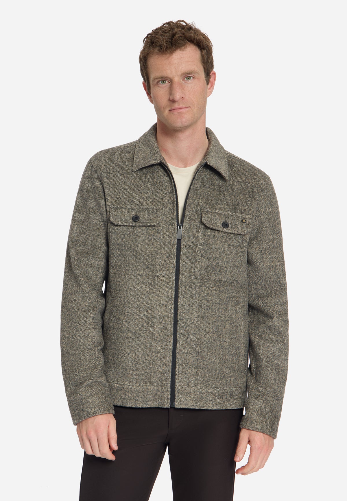 Wolmix overshirt met ritssluiting | Light Brown