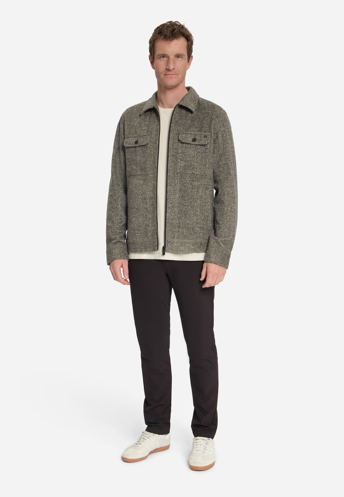 Wolmix overshirt met ritssluiting | Light Brown