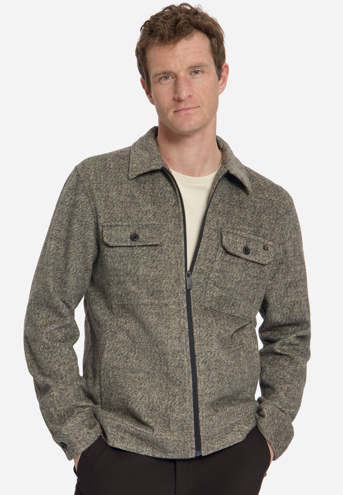 Wolmix overshirt met ritssluiting | Light Brown