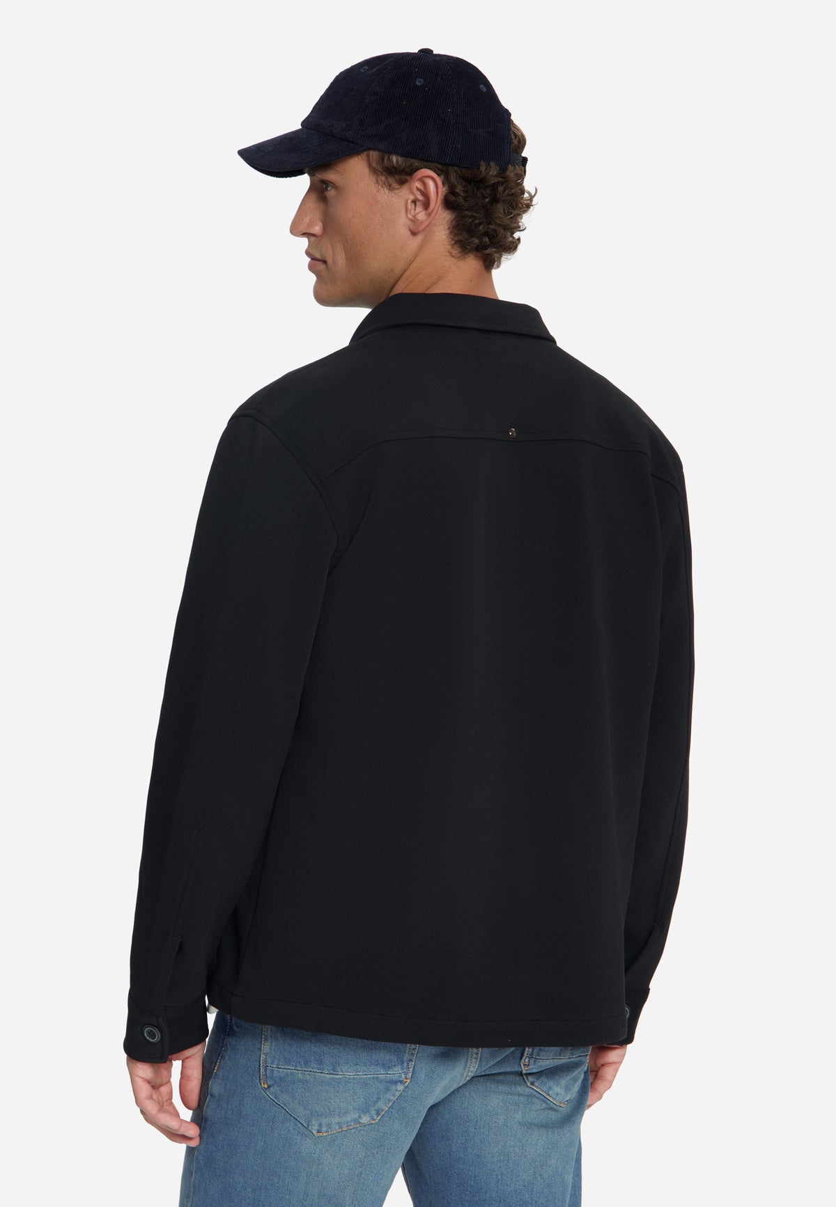 Piqué sweat overshirt | Black