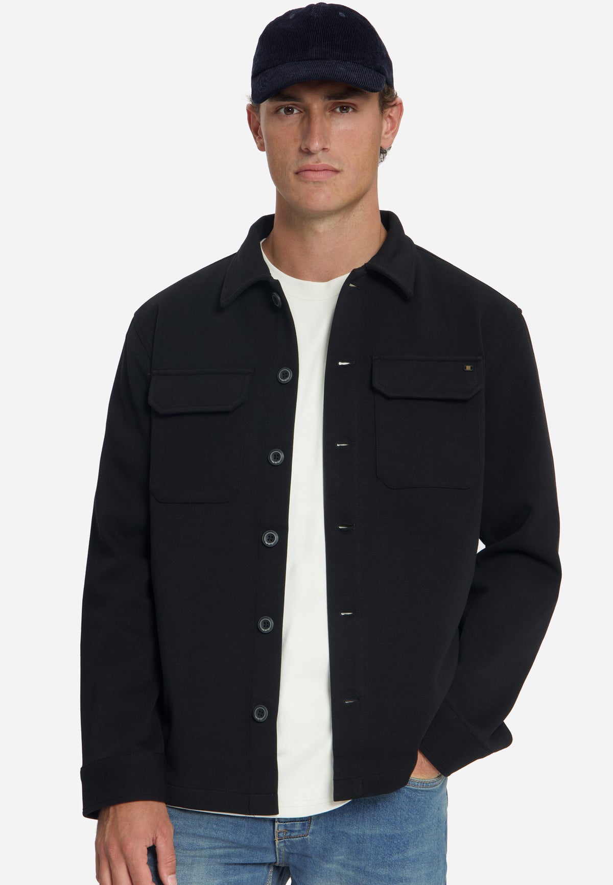 Piqué sweat overshirt | Black