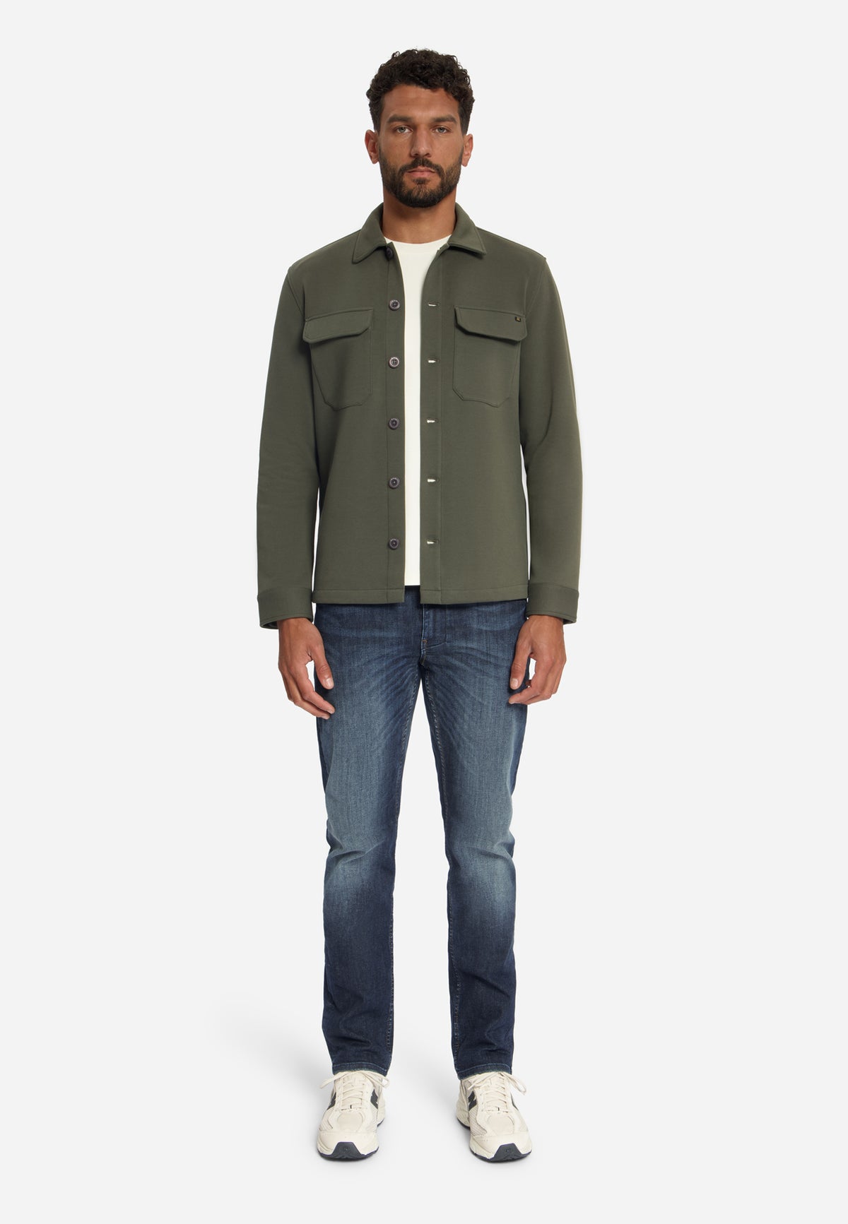 Piqué sweat overshirt | Army