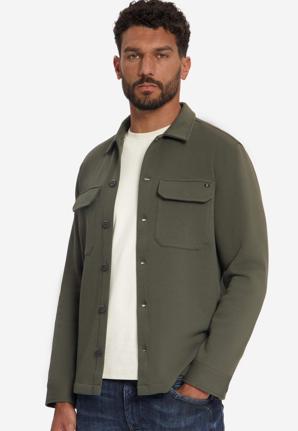 Piqué sweat overshirt | Army