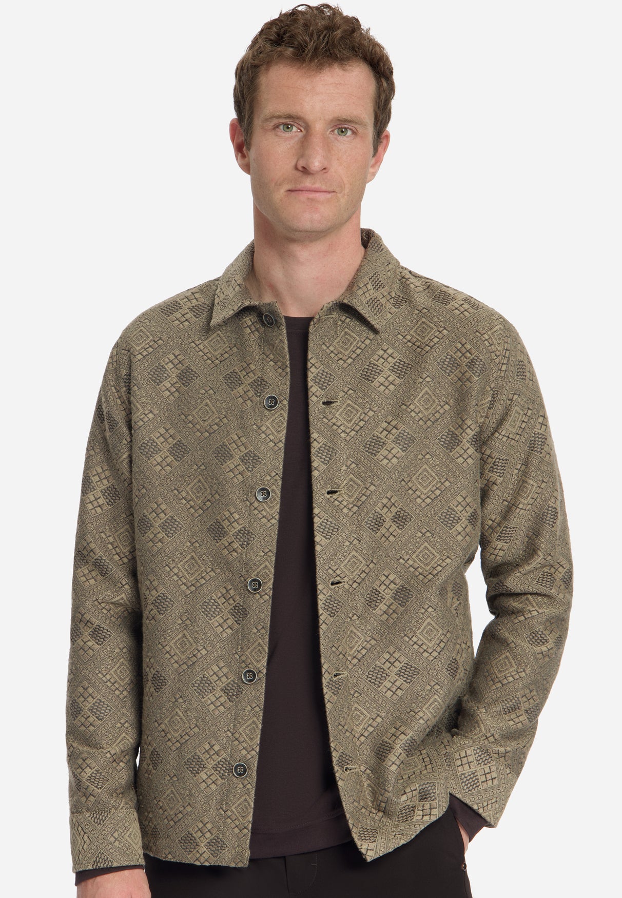 Jacquard overshirt | Taupe