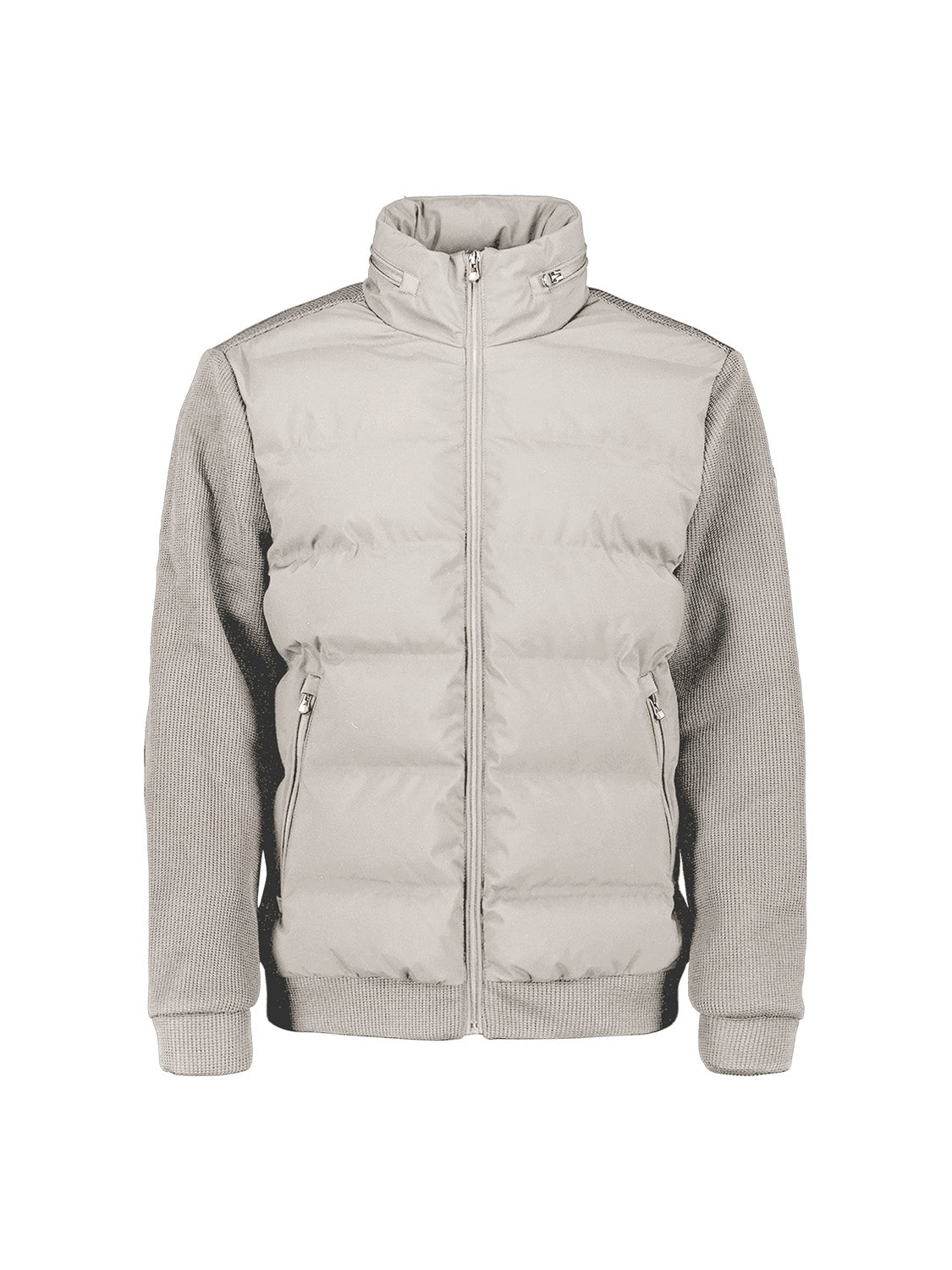 Jas, korte pasvorm, geseald, gebreide mix | stone