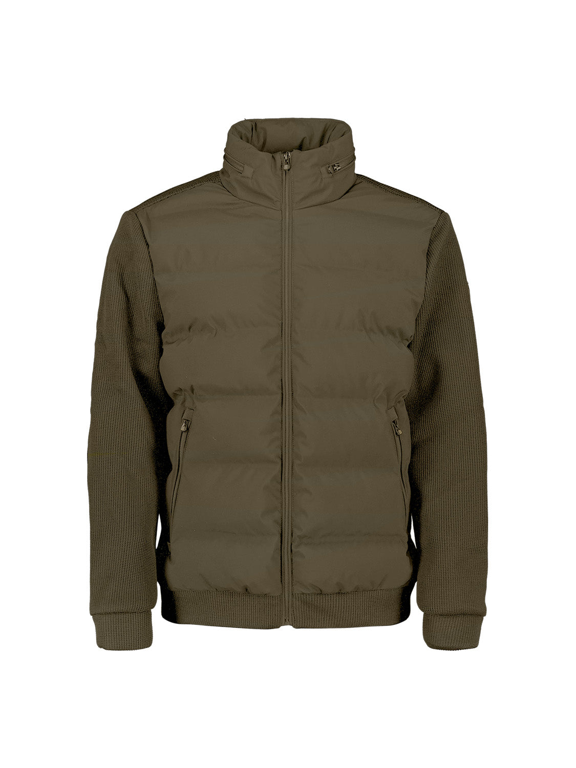 Jas, korte pasvorm, geseald, gebreide mix | army