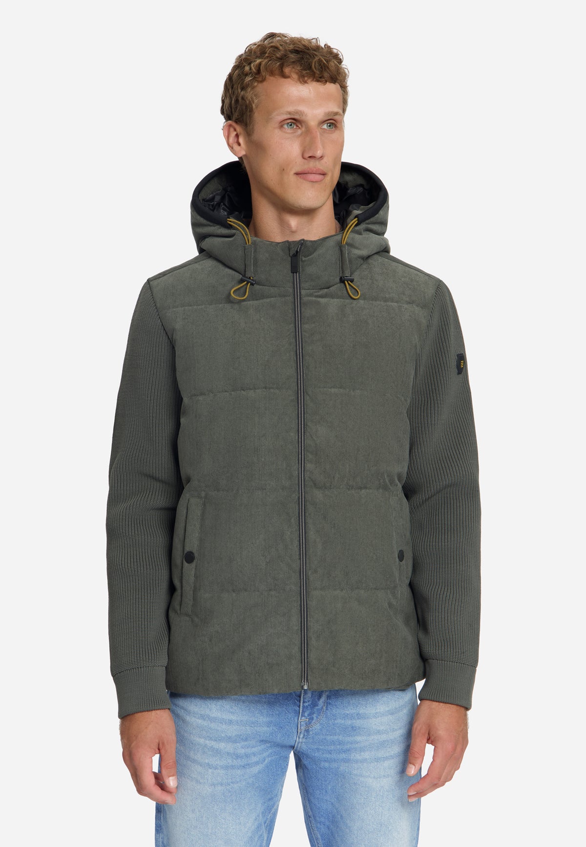 Jas met capuchon van corduroy-mix | Army
