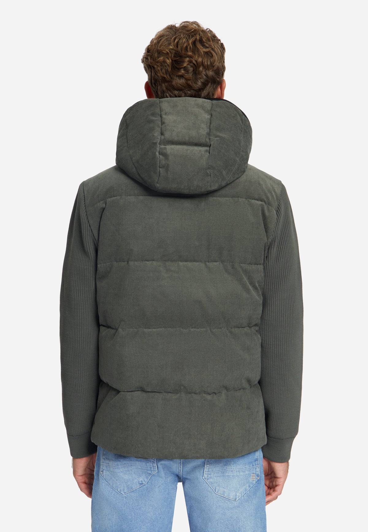 Jas met capuchon van corduroy-mix | Army