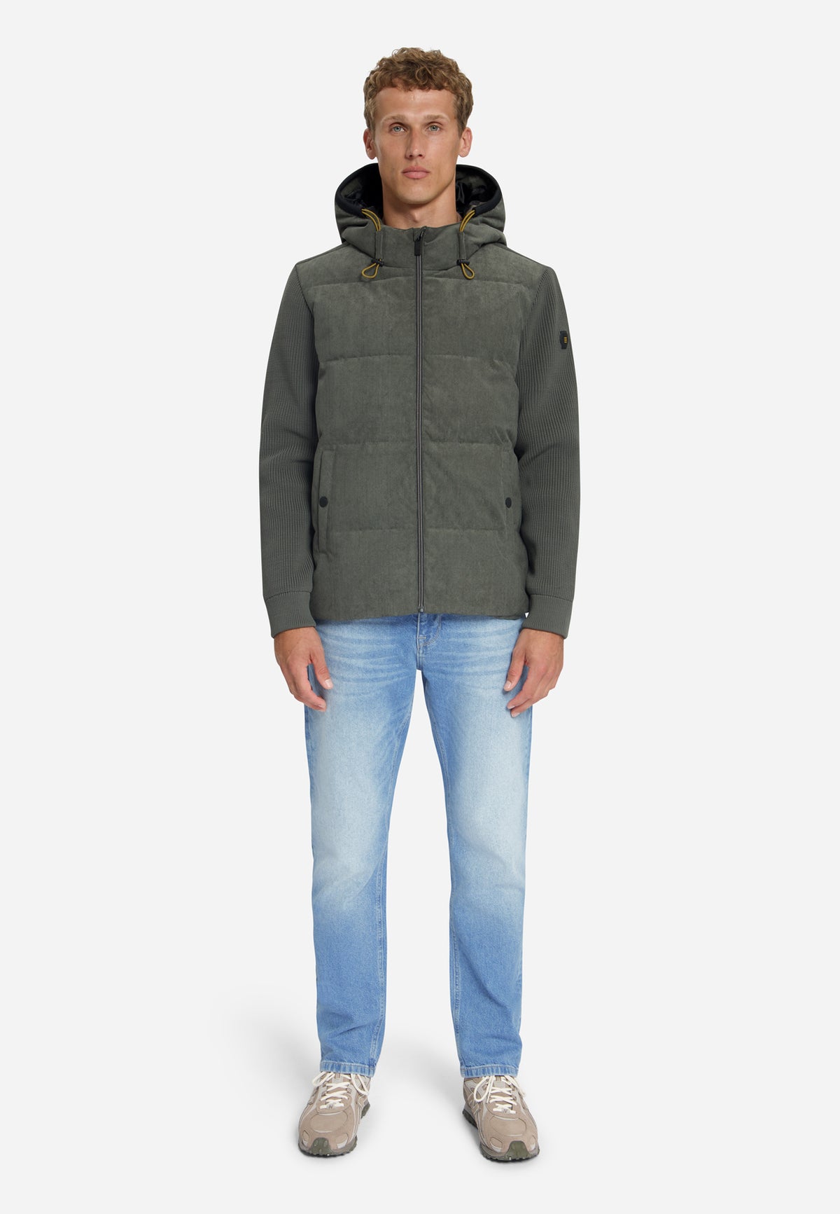 Jas met capuchon van corduroy-mix | Army