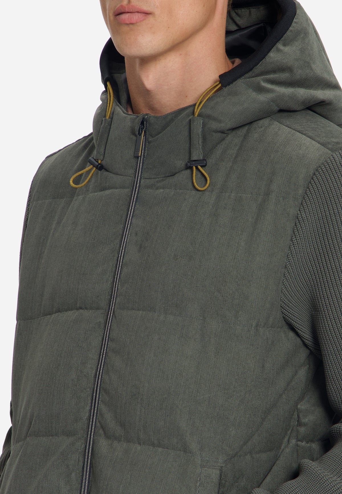 Jas met capuchon van corduroy-mix | Army