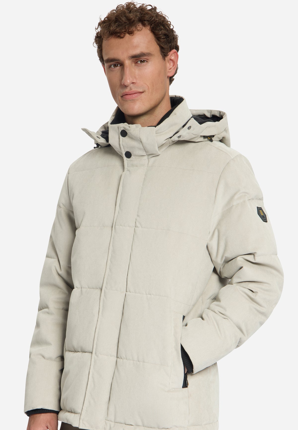 Corduroy-jas met capuchon | stone