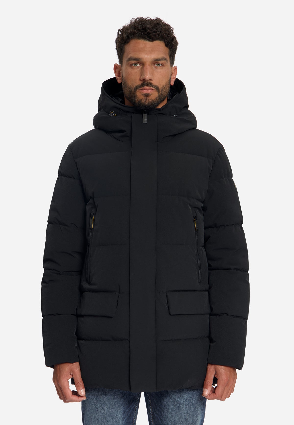 Gewatteerde parka jas met capuchon | Black