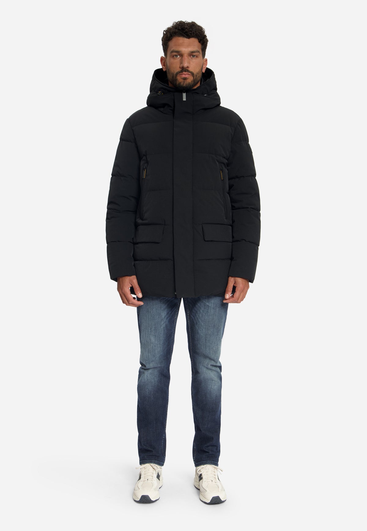 Gewatteerde parka jas met capuchon | Black