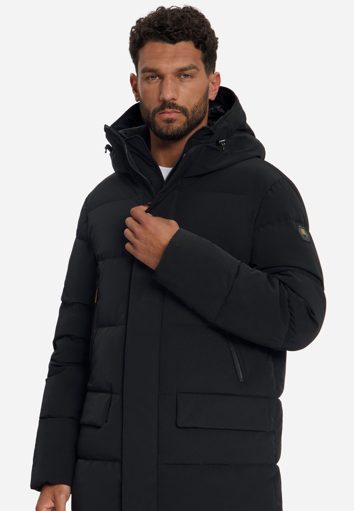 Gewatteerde parka jas met capuchon | Black