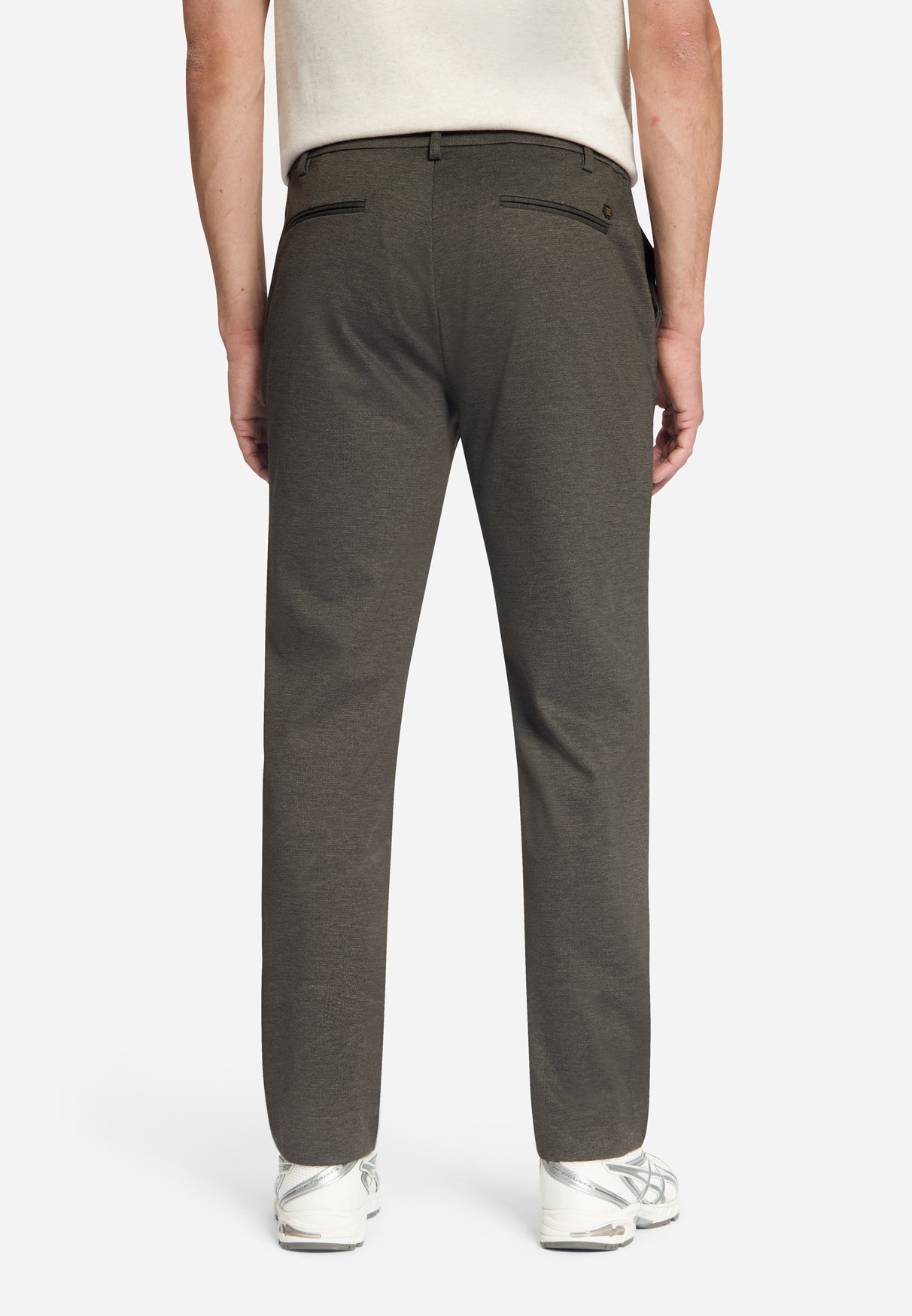 Broek van jersey in Melange-kleur, regular fit | Dark Brown