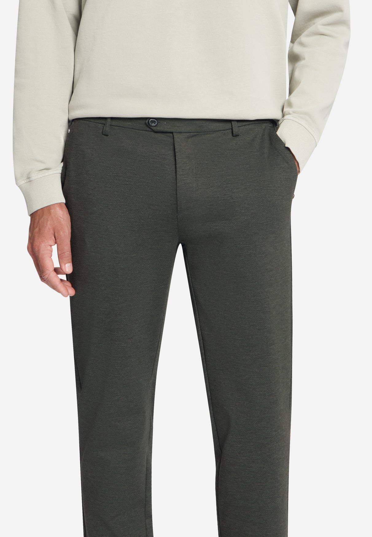 Broek van jersey Melange, regular fit | Army