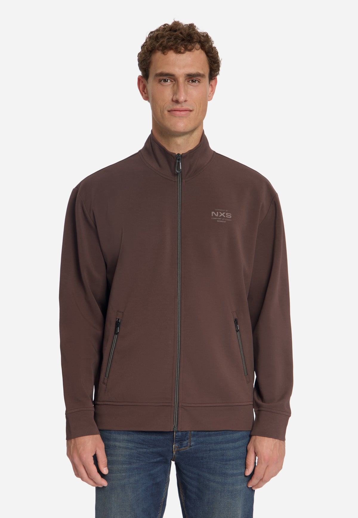 Sweater met volledige ritssluiting | Dark Brown