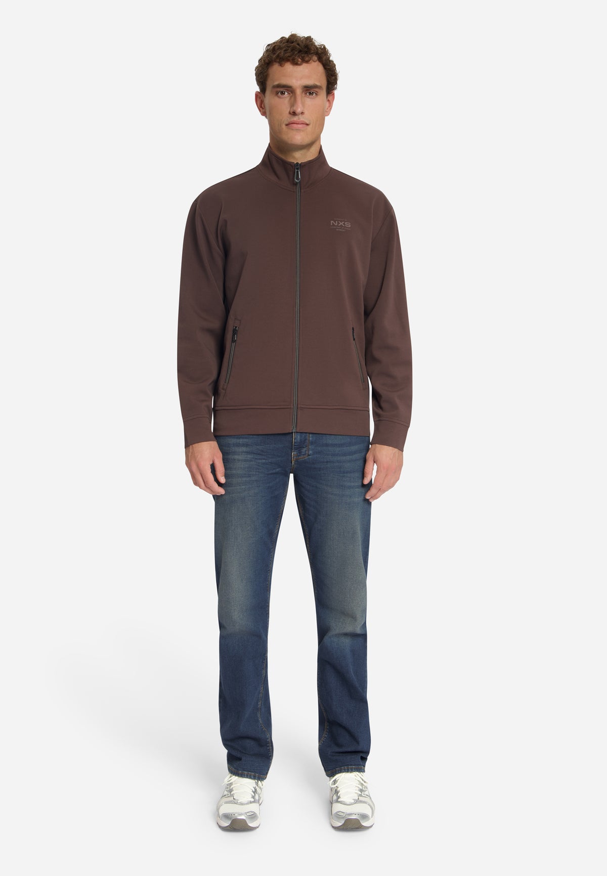 Sweater met volledige ritssluiting | Dark Brown