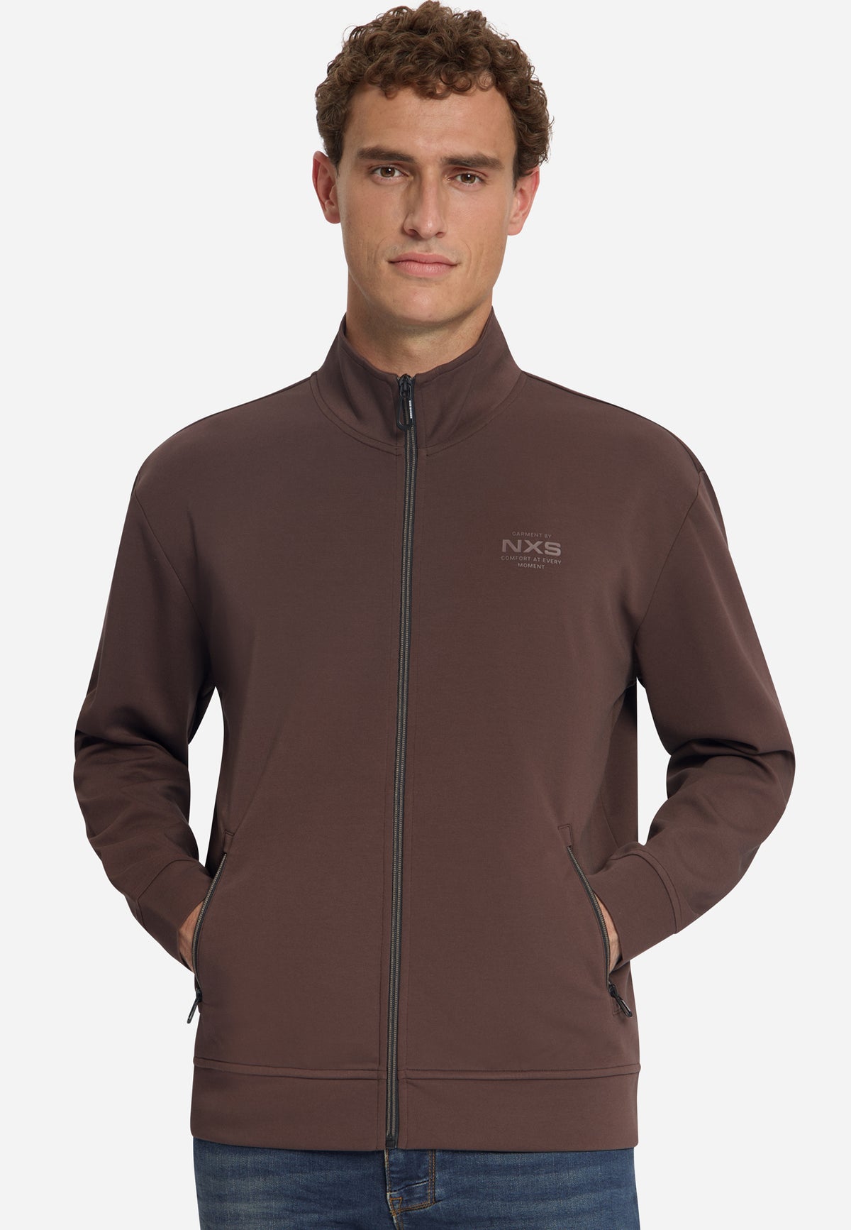 Sweater met volledige ritssluiting | Dark Brown