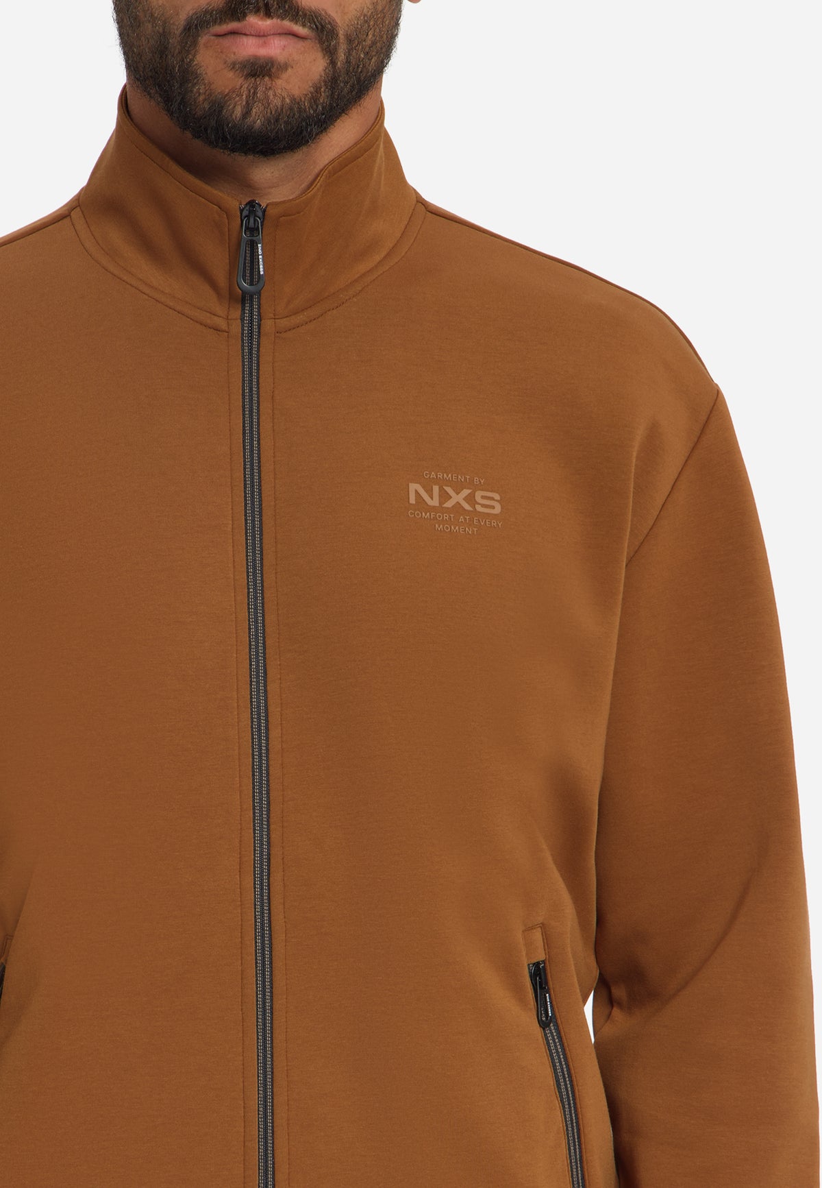 Sweater met volledige ritssluiting | Caramel