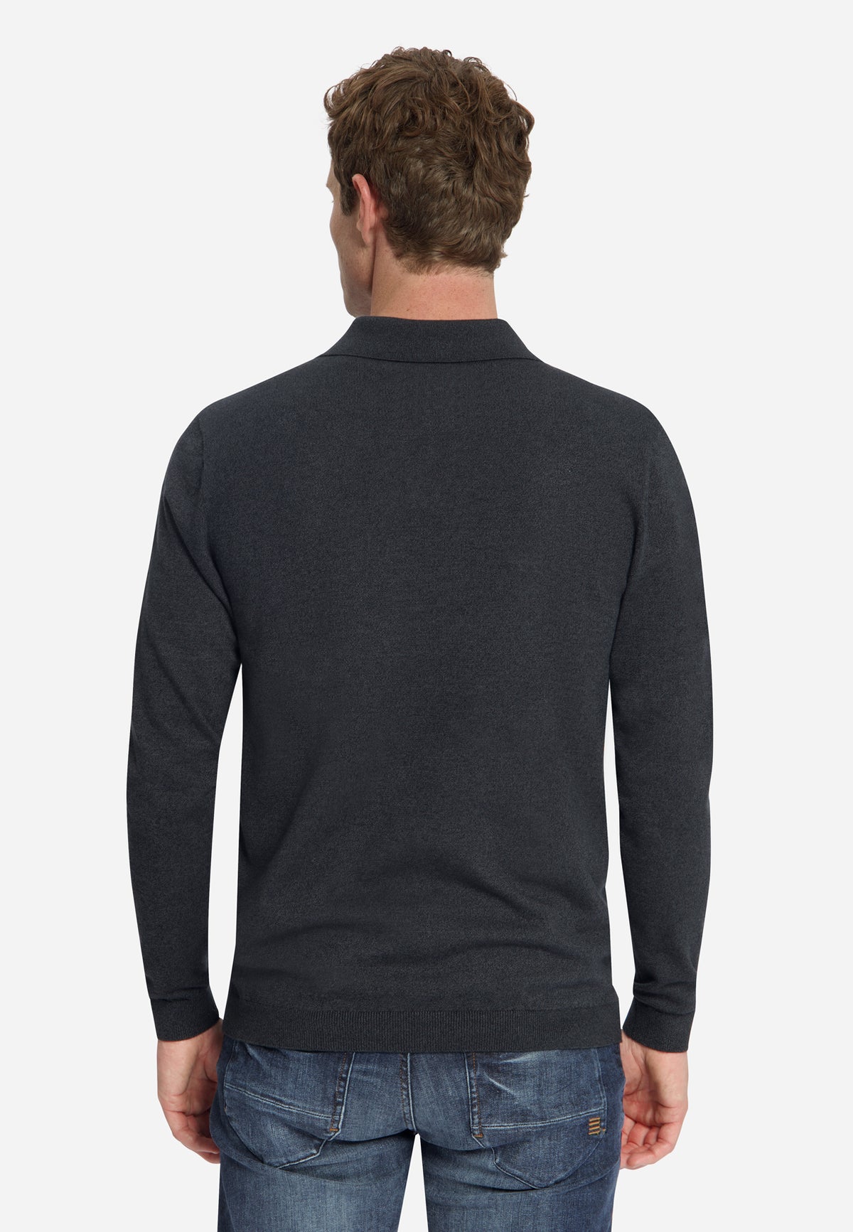 Gemêleerde polo trui | Dark Grey