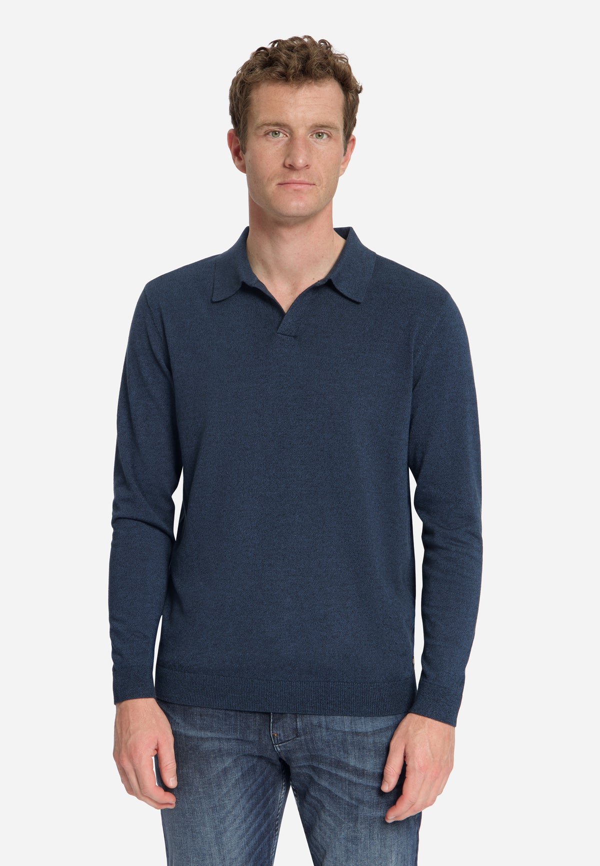 Gemêleerde polo trui | Navy