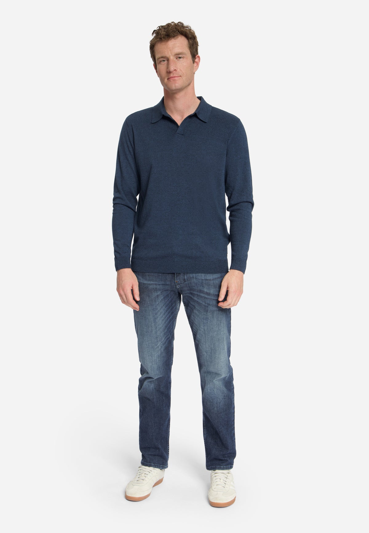 Gemêleerde polo trui | Navy