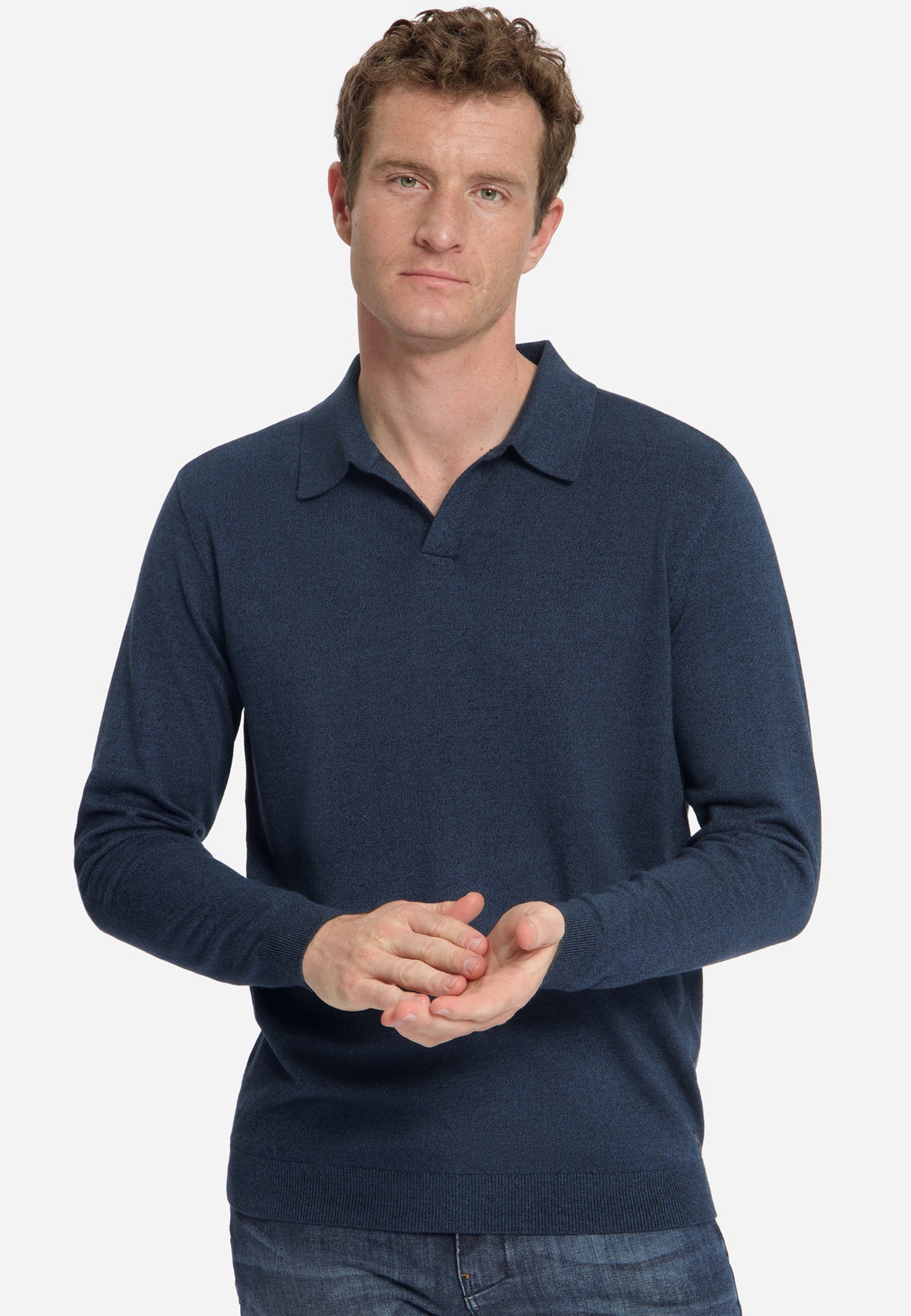 Gemêleerde polo trui | Navy
