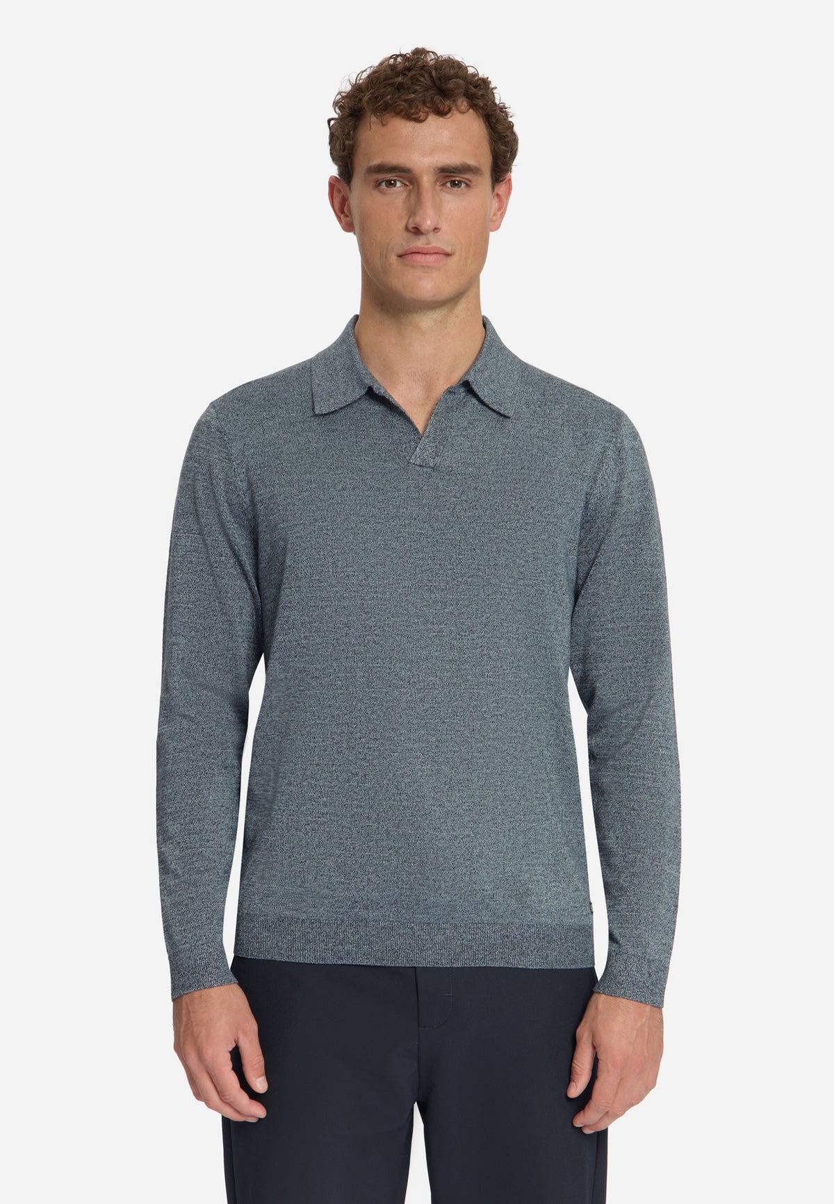 Gemêleerde polo trui | Dusty Blue