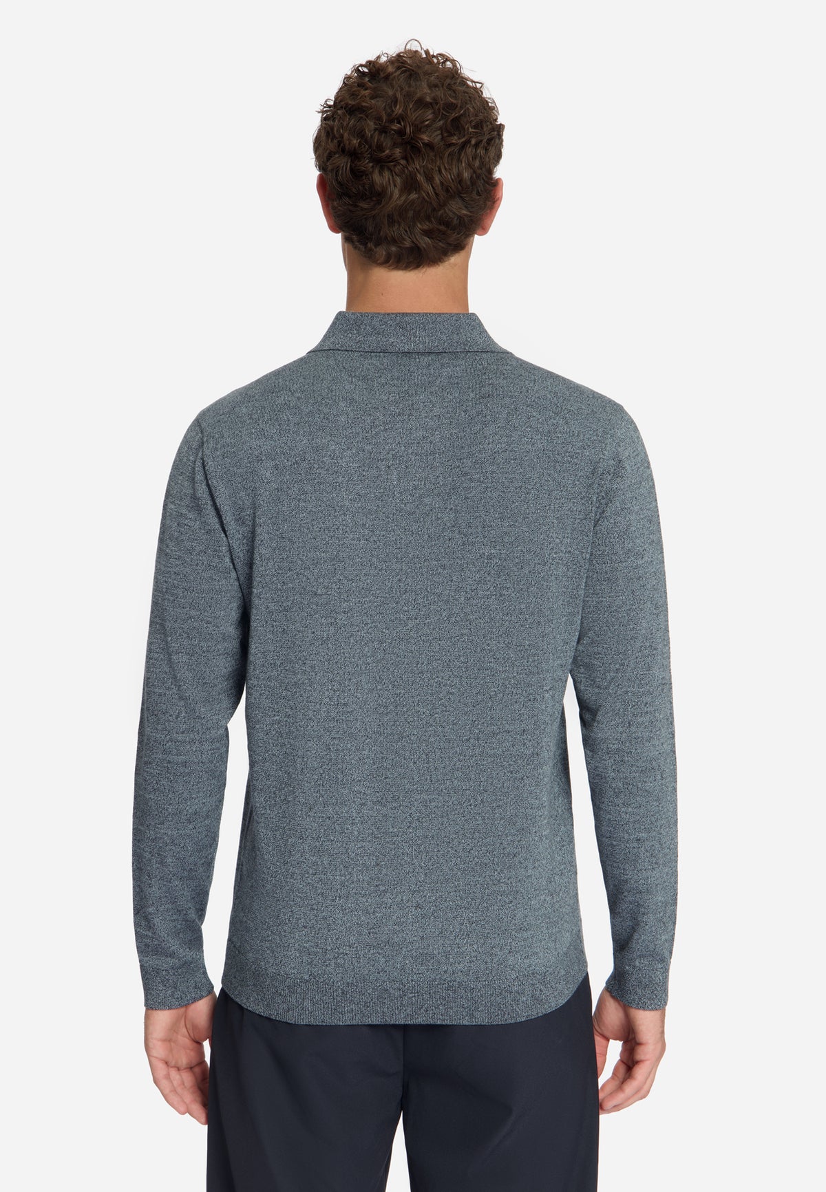 Gemêleerde polo trui | Dusty Blue