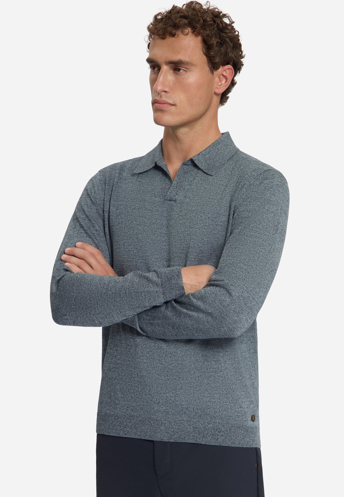 Gemêleerde polo trui | Dusty Blue
