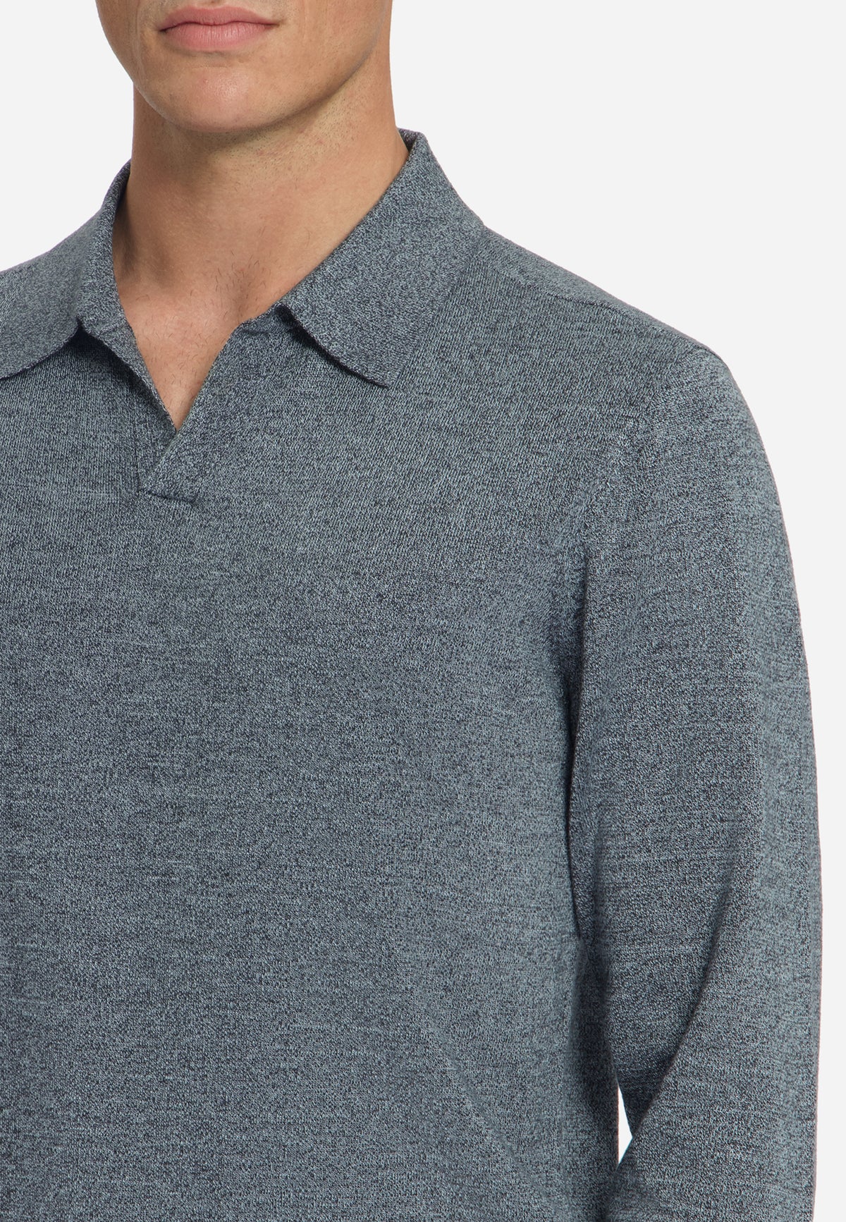 Gemêleerde polo trui | Dusty Blue