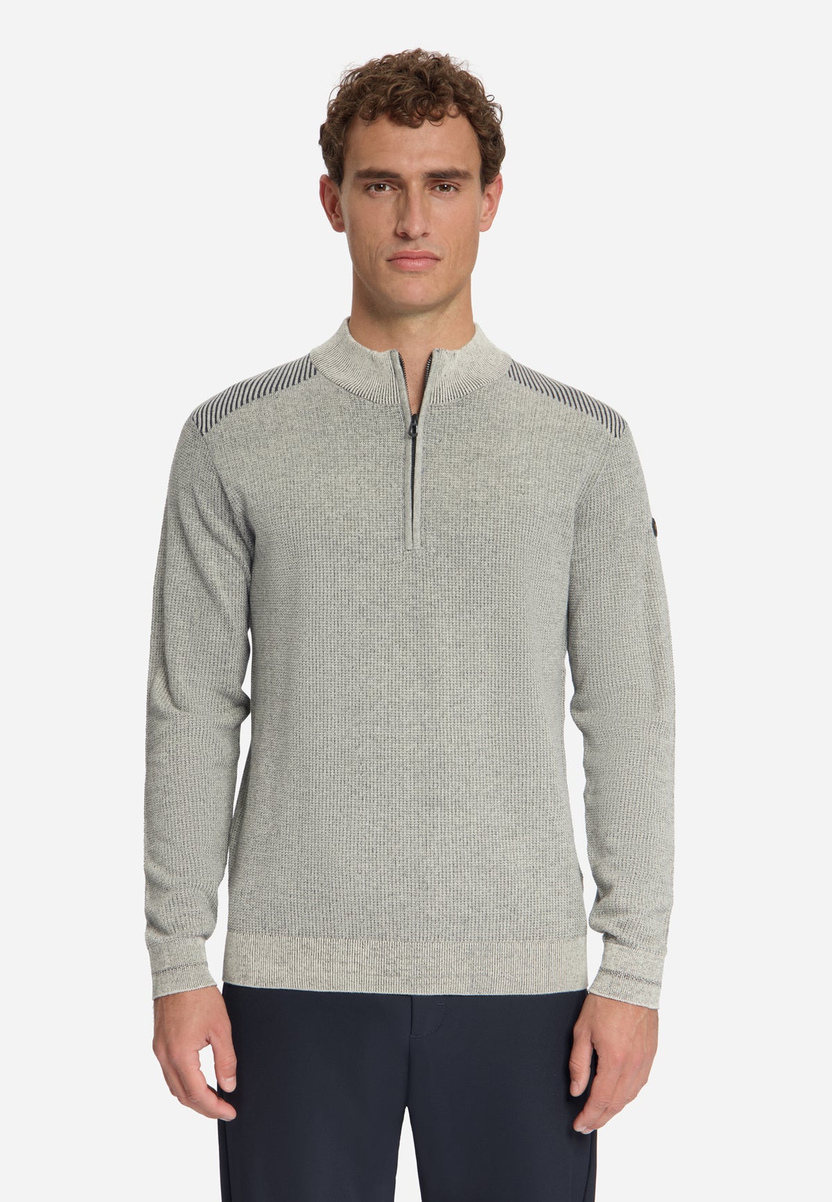Plated half-zip trui | Stone