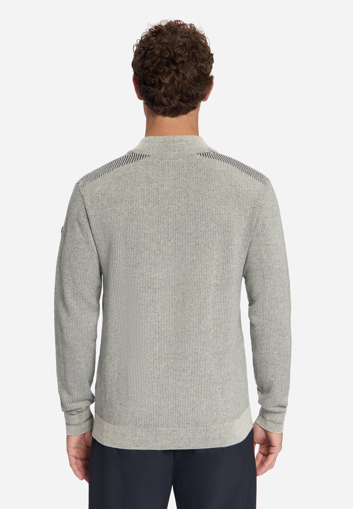 Plated half-zip trui | Stone