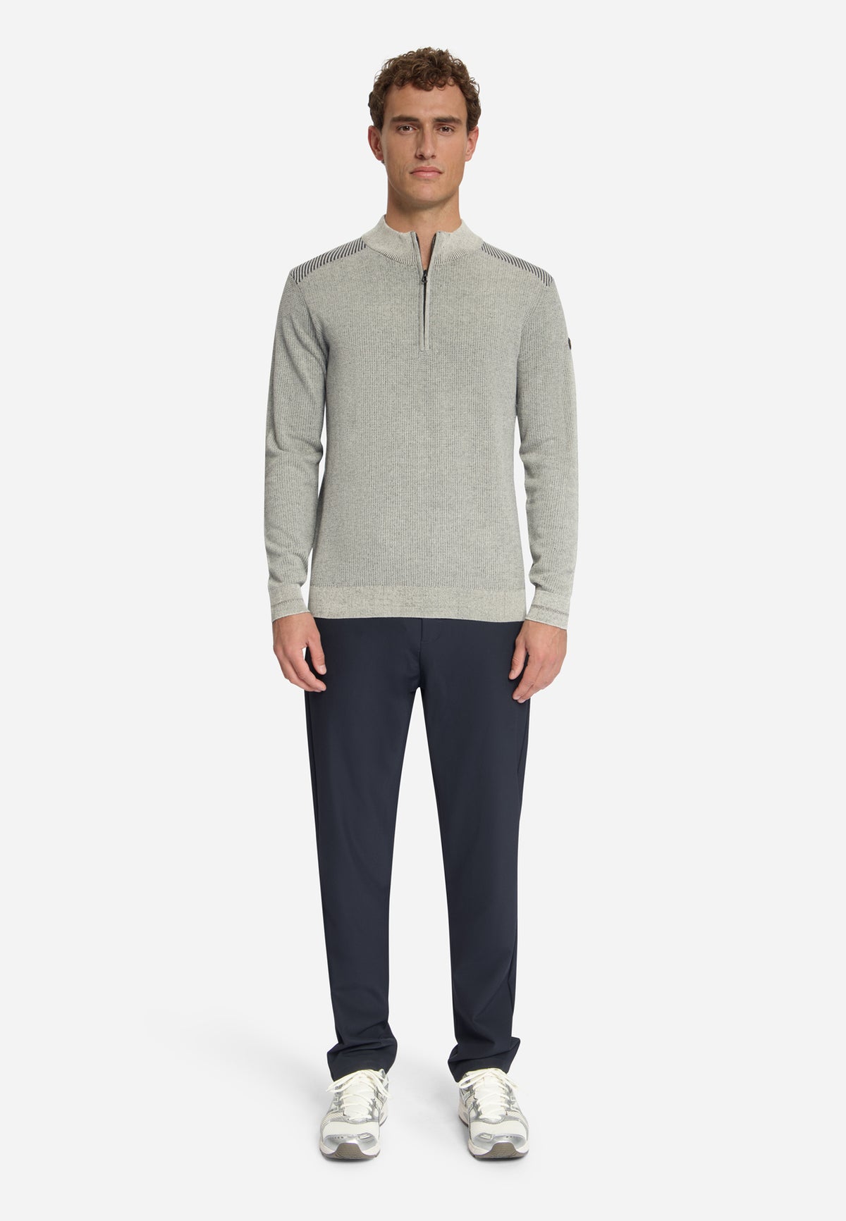 Plated half-zip trui | Stone