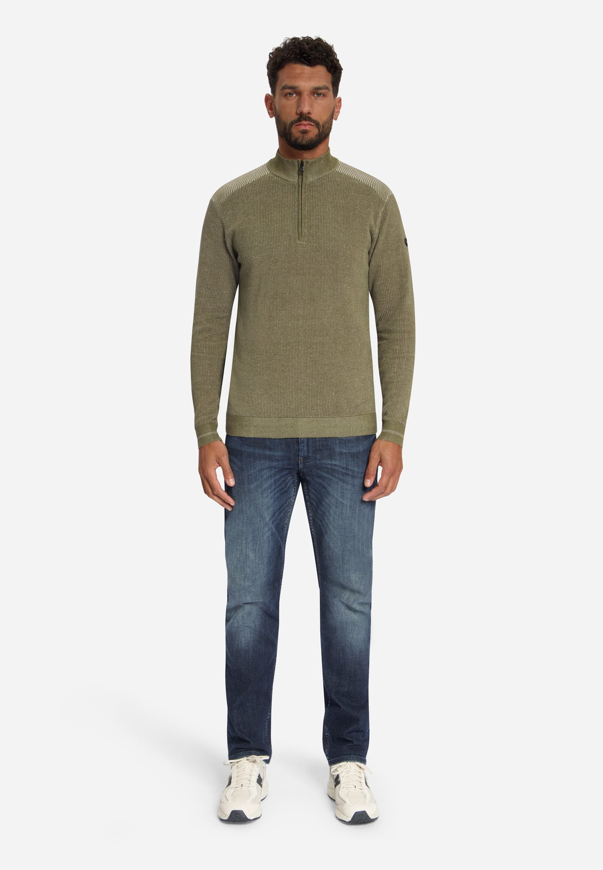 Plated half-zip trui | Moss