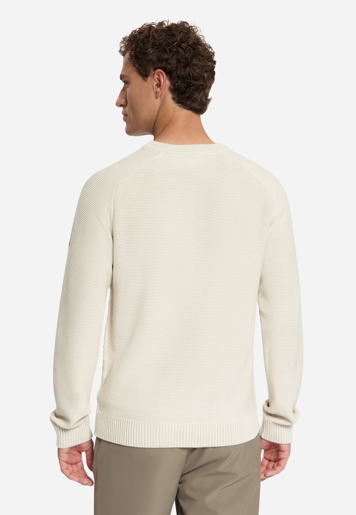 Kabelgebreide trui met ronde hals | Stone