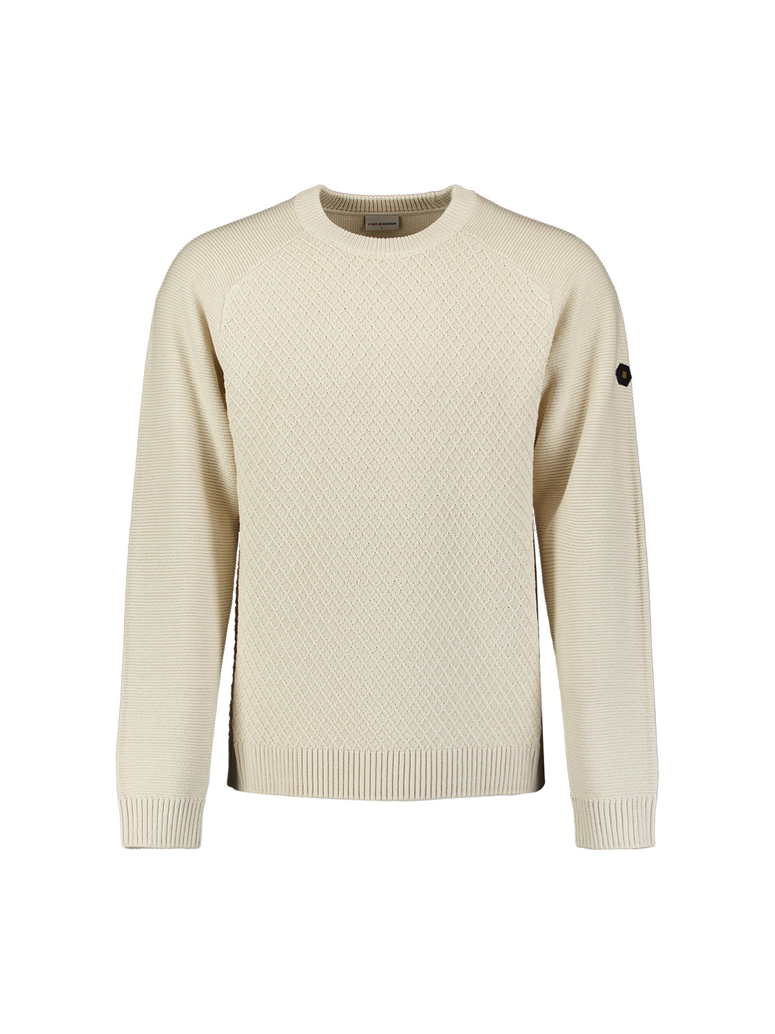 Kabelgebreide trui met ronde hals | Stone