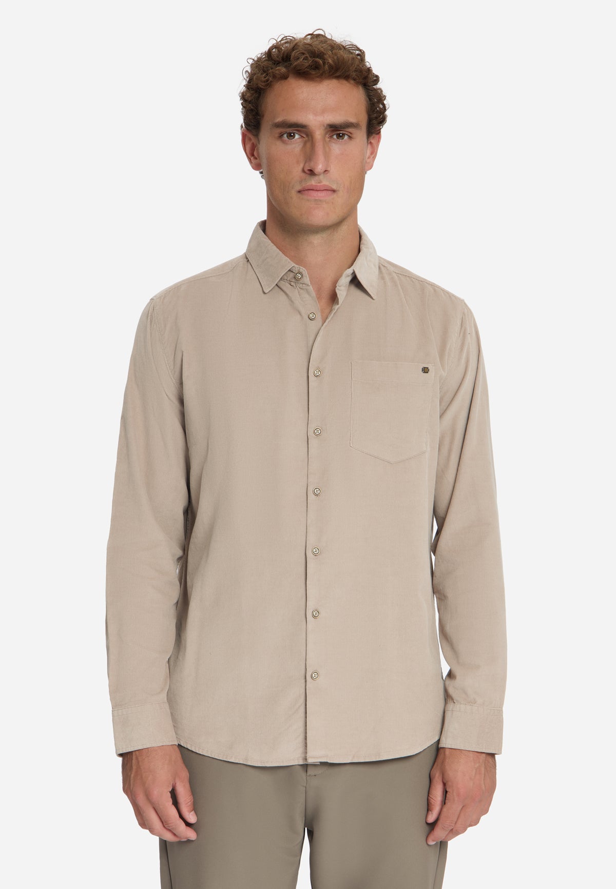 Fine corduroy overhemd | Cement