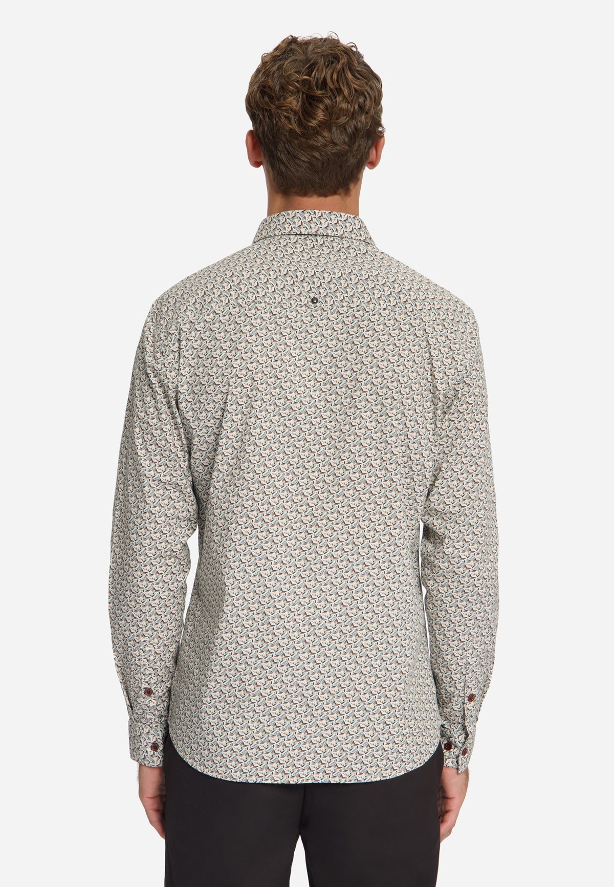 Bedrukt stretch overhemd | Caramel