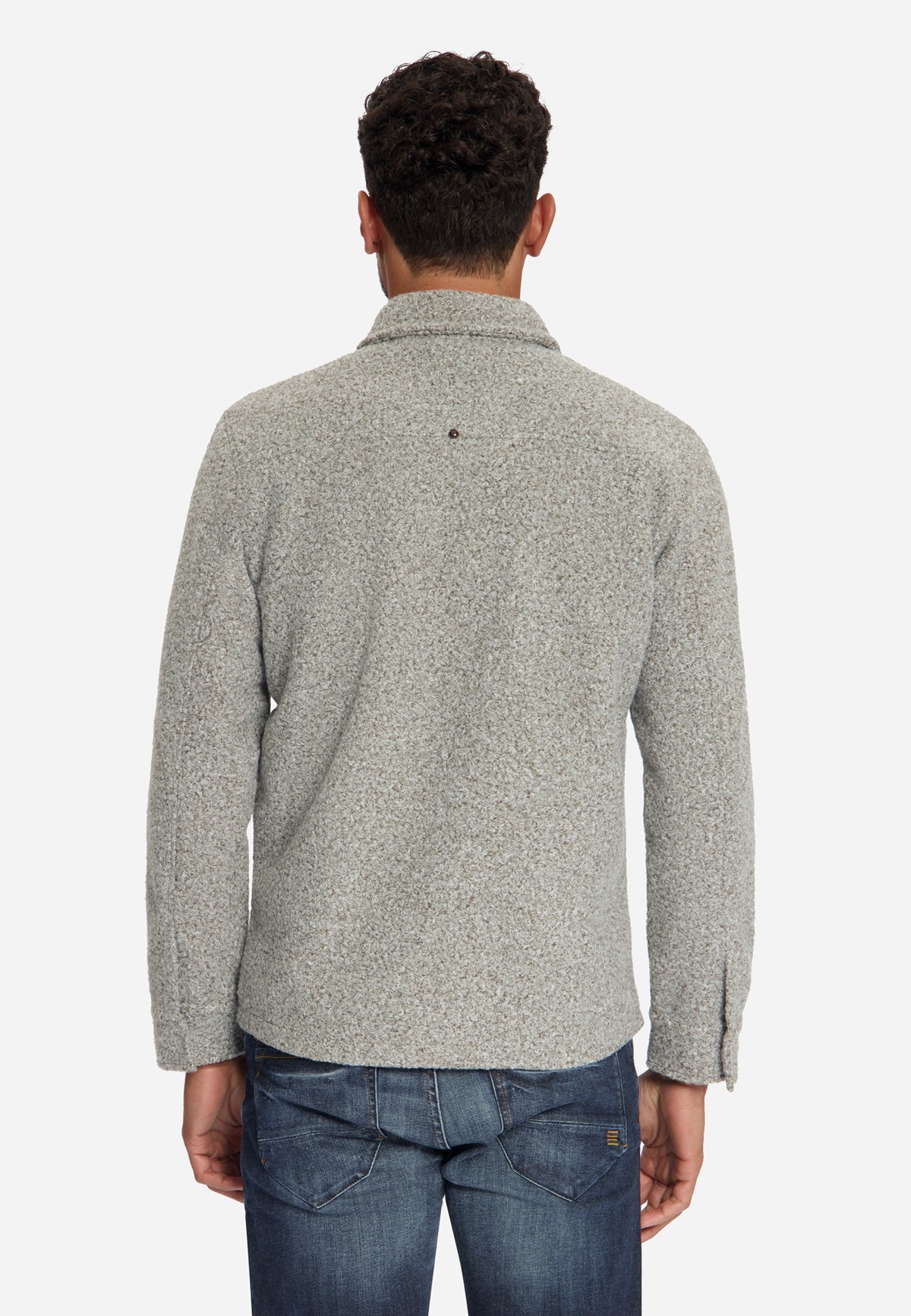 Bouclé overshirt met ritssluiting | Grey Melange