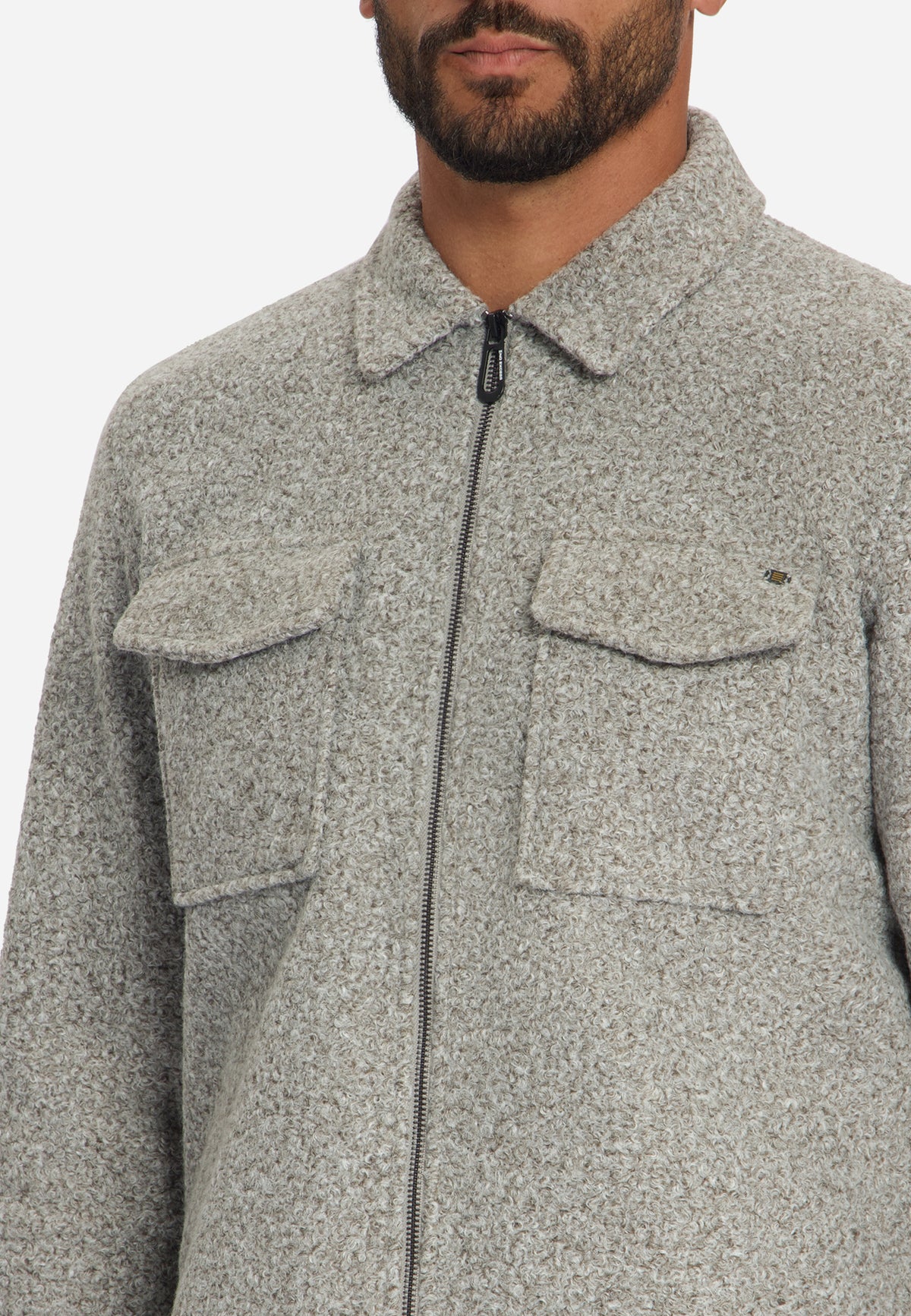 Bouclé overshirt met ritssluiting | Grey Melange