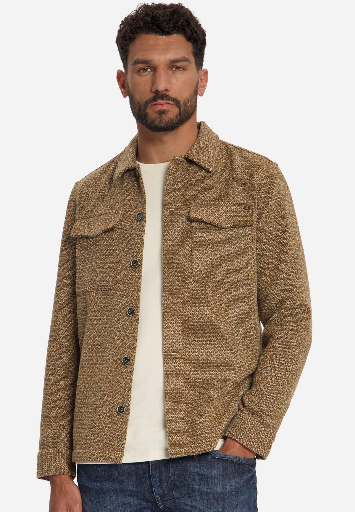 Tweed overshirt | Sand