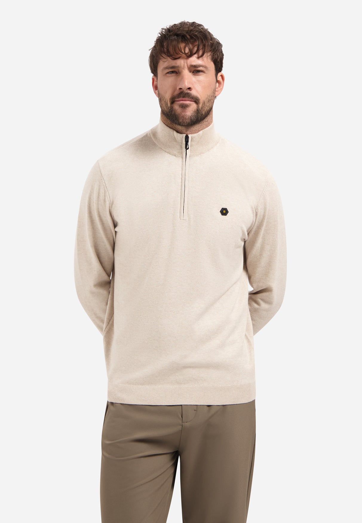 Timeless Basics Halve rits trui | Desert