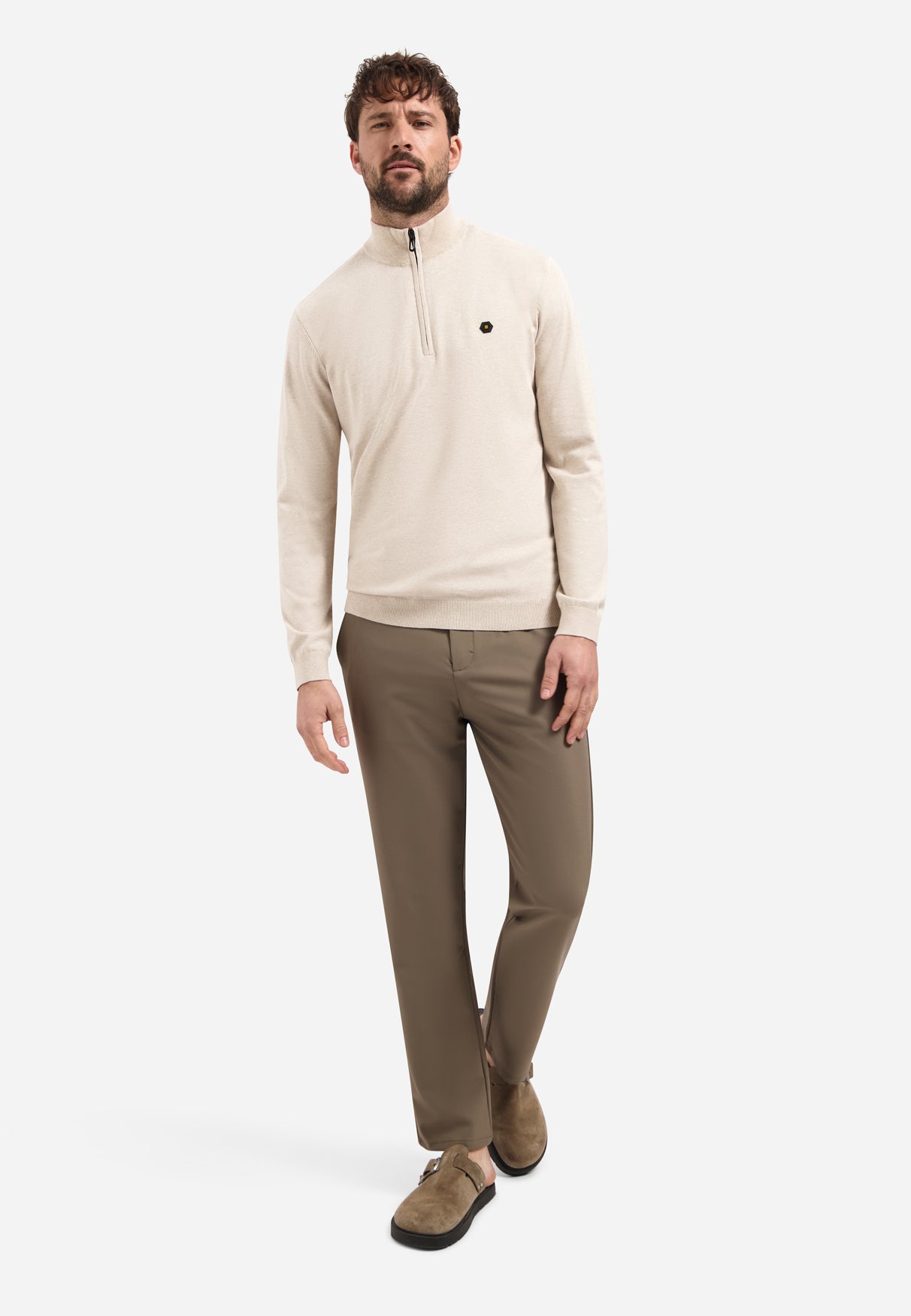 Timeless Basics Halve rits trui | Desert