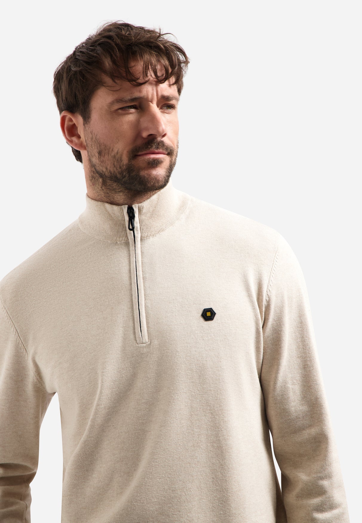 Timeless Basics Trui met halve rits Desert