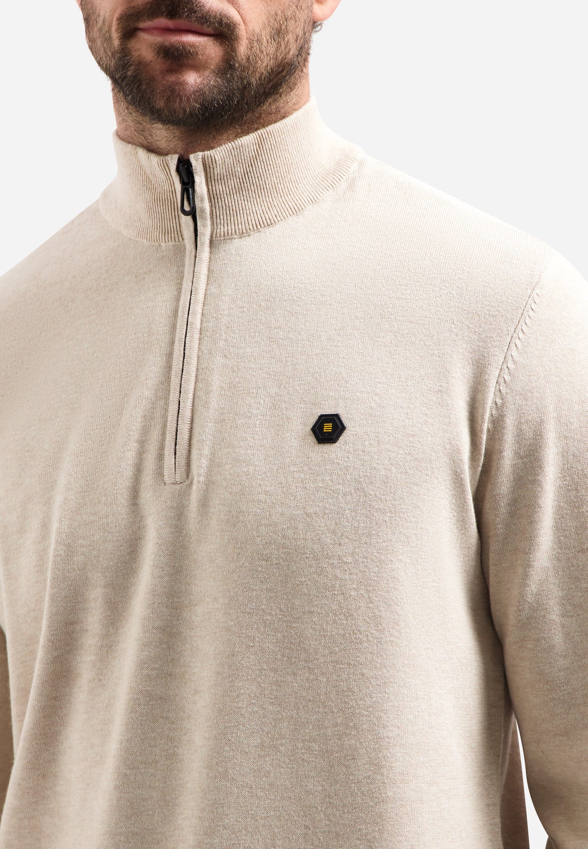 Timeless Basics Trui met halve rits Desert