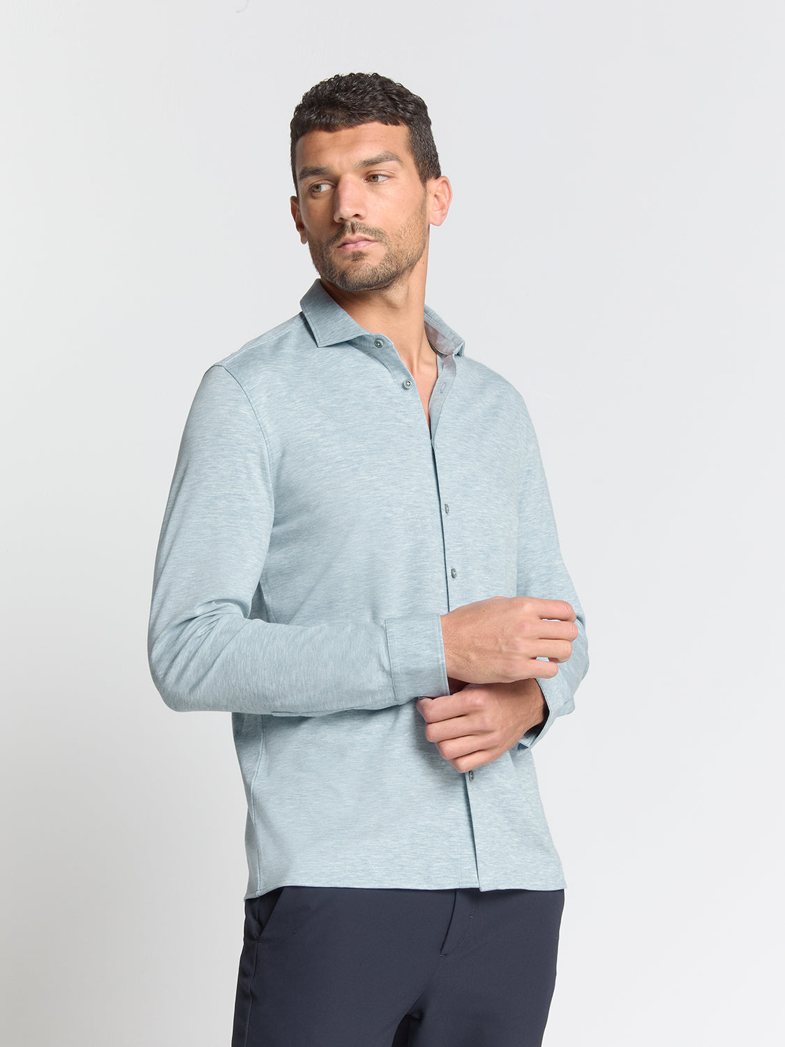 Timeless Basics Jersey Overhemd | Dusty Blue