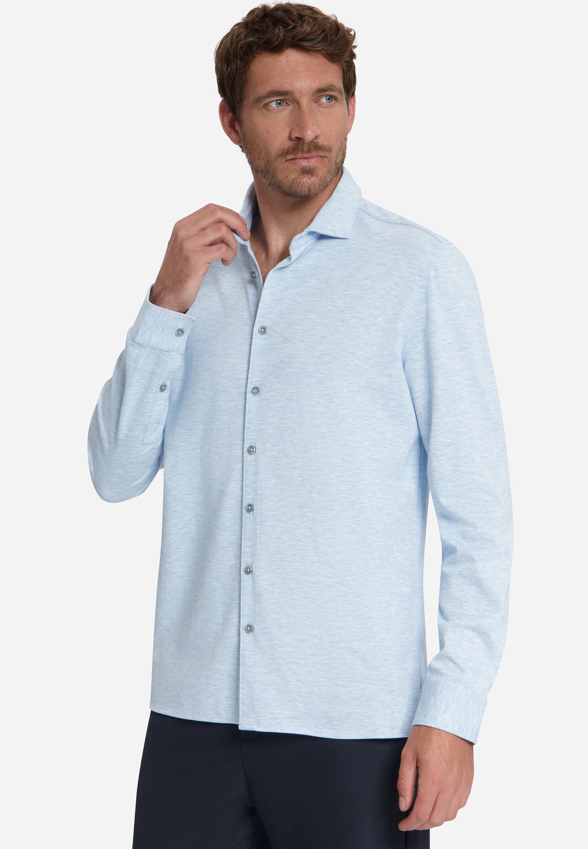 Timeless Basics Jersey Overhemd | Dusty Blue